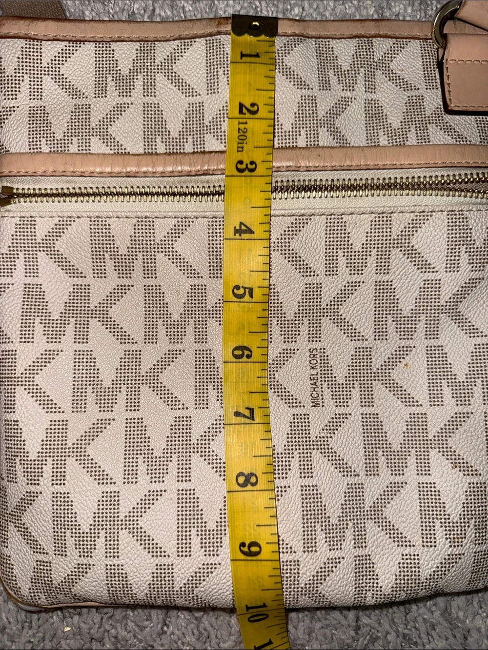 Michael Kors Beige/Tan Signature MK Crossbody Bag